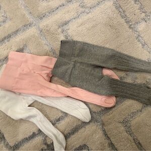 Set of Pink, Gray, and White Tights